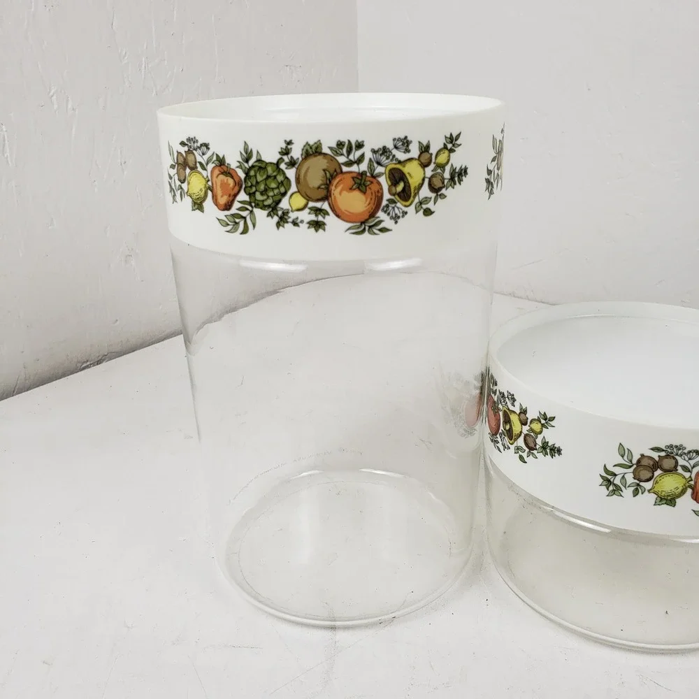 Vintage Pyrex Spice of Life Glass Canister Set of 2 With Lids Made in USA